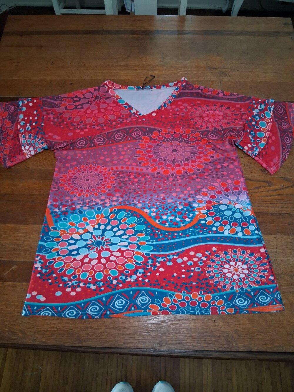 Lily by Firmiana Vibrant 2XL Mandala Print V-Neck Tunic Top Boho
